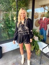 Load image into Gallery viewer, Jules Embroidered Button Up Short Set- Black/Taupe
