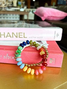 Multi Colored Stone Beaded Bracelet Set