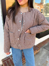 Load image into Gallery viewer, Averie Gingham Button Up Jacket - Brown

