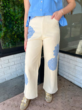 Load image into Gallery viewer, Megan Floral Appliqué Wide Leg Pants- Cream
