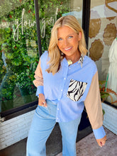 Load image into Gallery viewer, Wells Multi-Pattern Zebra Button Up- Cream/Black
