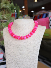 Load image into Gallery viewer, Rondelle Gold Beaded Necklace - Hot Pink
