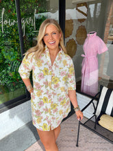 Load image into Gallery viewer, Esther Floral Denim Button Up Mini Dress- Cream Multi
