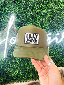 Lilly Jane Vintage Logo Trucker Hat- Olive Green
