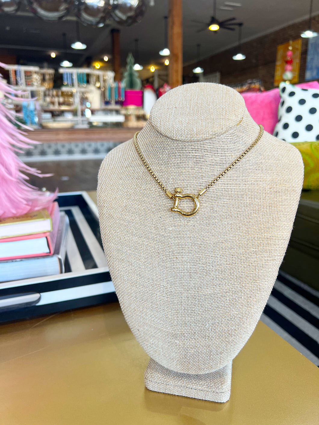 Gold Carabiner Necklace