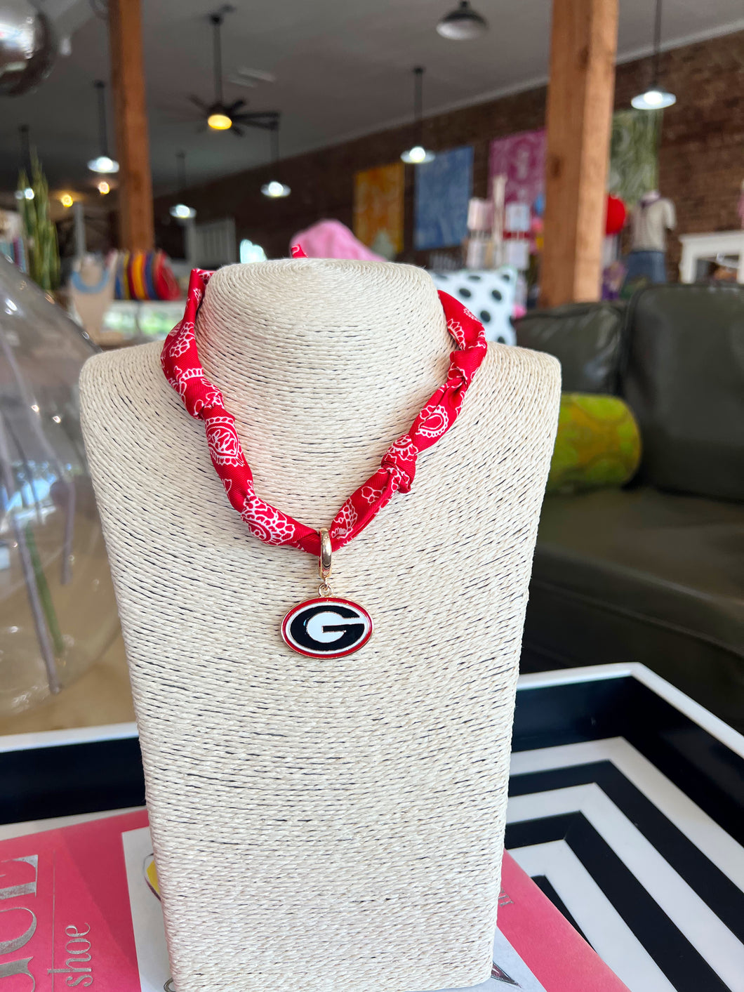 Georgia Bulldogs Bandana Scarf Necklace