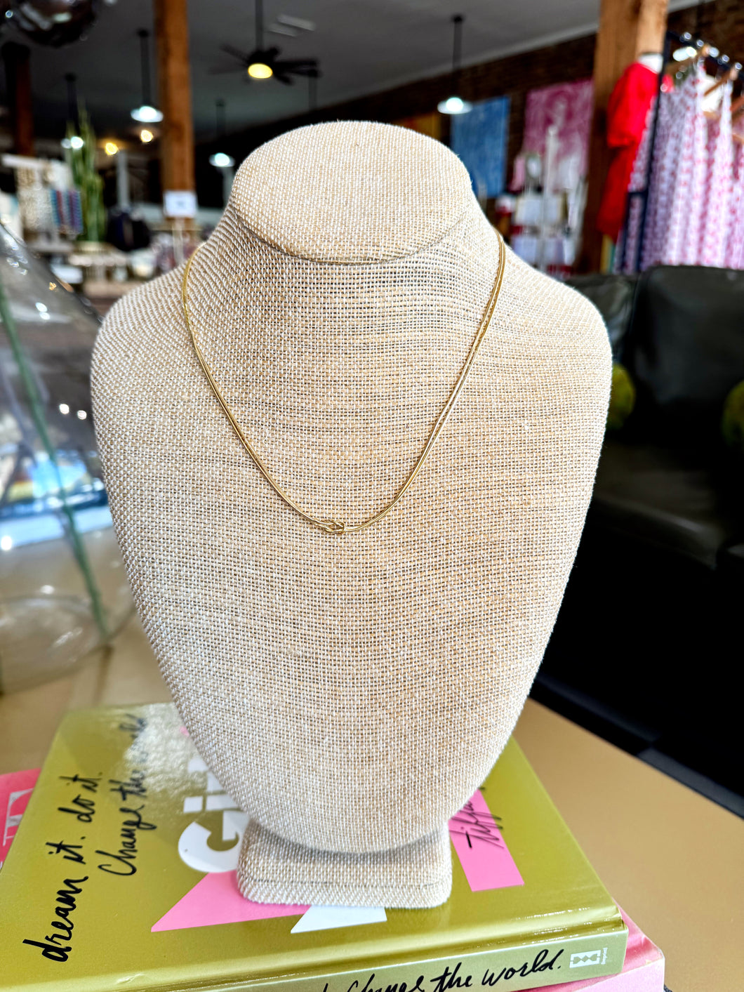 Gold Dainty Double Knot Necklace