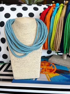 Chunky 8 Strand Rope Necklace- Light Blue