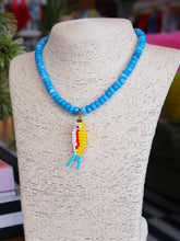 Load image into Gallery viewer, Rondelle Beaded Seed Bead Fish Necklace - Blue Multi
