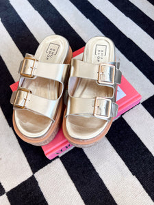 Lucinda Chunky Slide Sandal- Gold