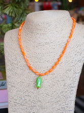 Load image into Gallery viewer, Dainty Glass Beaded Fish Necklace - Peach/Lime
