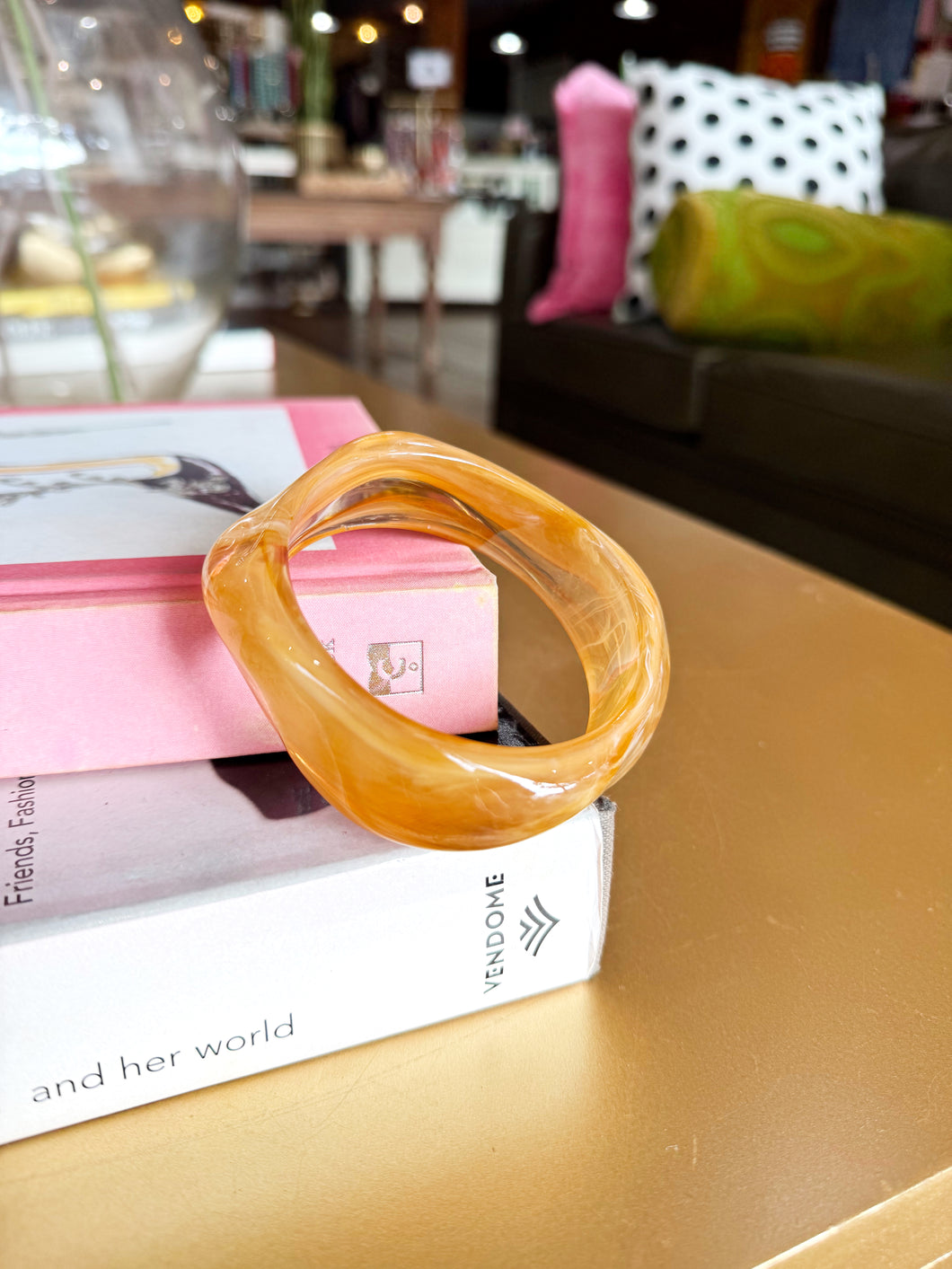 Acrylic Chunky Bracelet Bangle - Light Brown