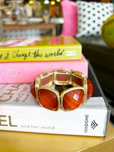 Square Stone Statement Bracelet- Brown