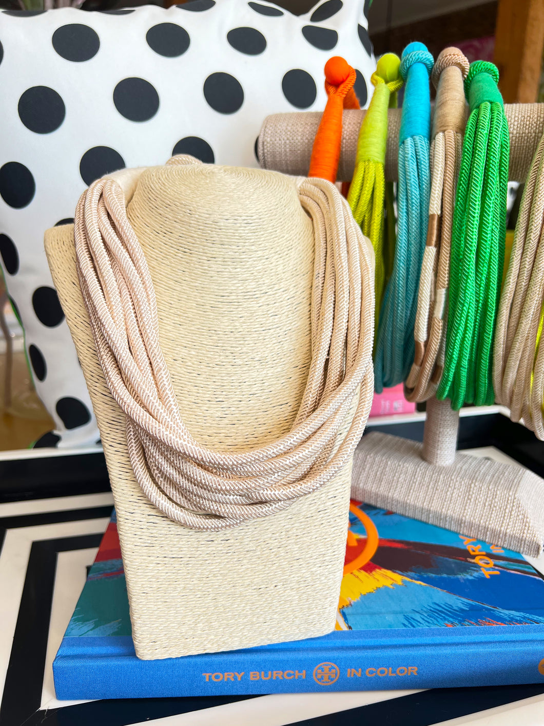 Chunky 8 Strand Rope Necklace-Cream
