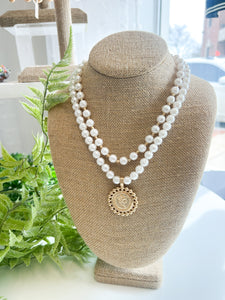 Gold Chunky Layered Pearl Coin Necklace