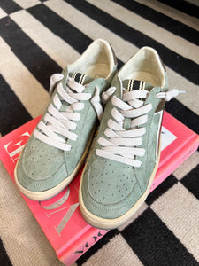 Salma Faux Suede Sneakers - Sage Green