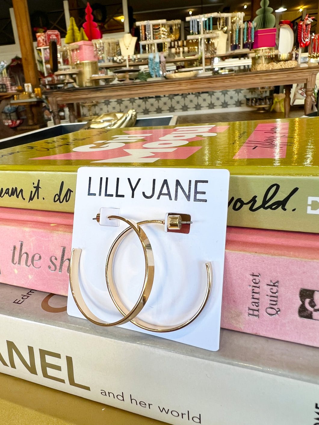 Gold 40mm Flat Hoop Earrings