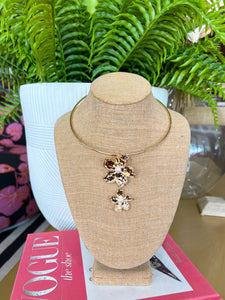 Gold Flower Dangle Necklace