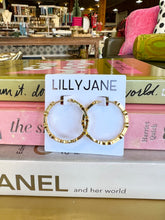 Load image into Gallery viewer, Gold Pave Circle Studded Hoop Earrings

