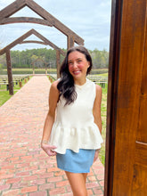 Load image into Gallery viewer, Janie Sleeveless Peplum Top-White
