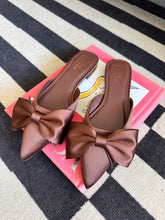 Load image into Gallery viewer, Dorothy Satin Bow Mule - Brown

