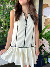 Load image into Gallery viewer, Brice Embroidered Pleated Mini Dress- Ivory
