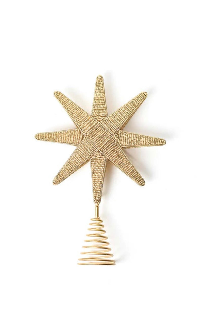Gold Beaded Star Tree Topper
