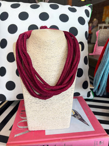 Chunky 8 Strand Rope Necklace-Wine
