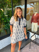 Load image into Gallery viewer, Magnolia Floral Embroidered Mini Dress - Navy/Taupe
