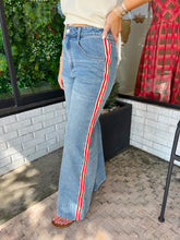 Load image into Gallery viewer, Ezra Side Striped Wide Leg Jeans- Denim
