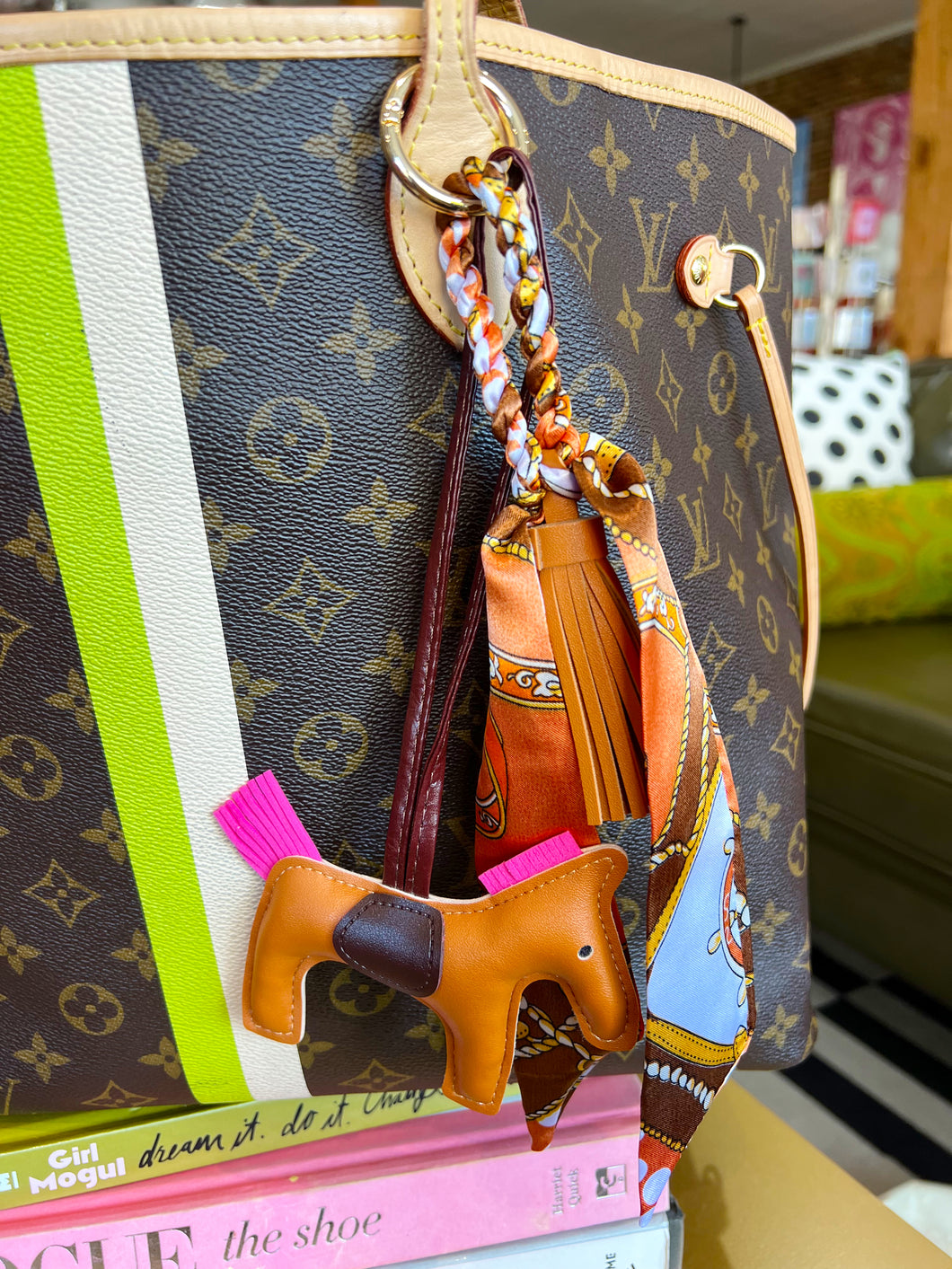Horse Scarf Bag Charm -Brown
