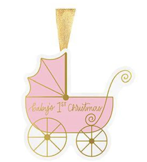 Pink Baby's First Christmas Ceramic Ornament