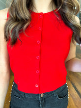 Load image into Gallery viewer, Jana Button Down Sweater Tank - Red
