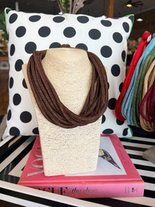 Chunky 8 Strand Rope Necklace- Brown