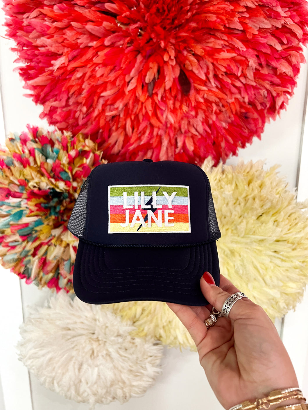 Lilly Jane Lightening Bolt Trucker Hat- Navy