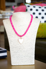 Load image into Gallery viewer, Rondelle Beaded Heart Necklace - Pink
