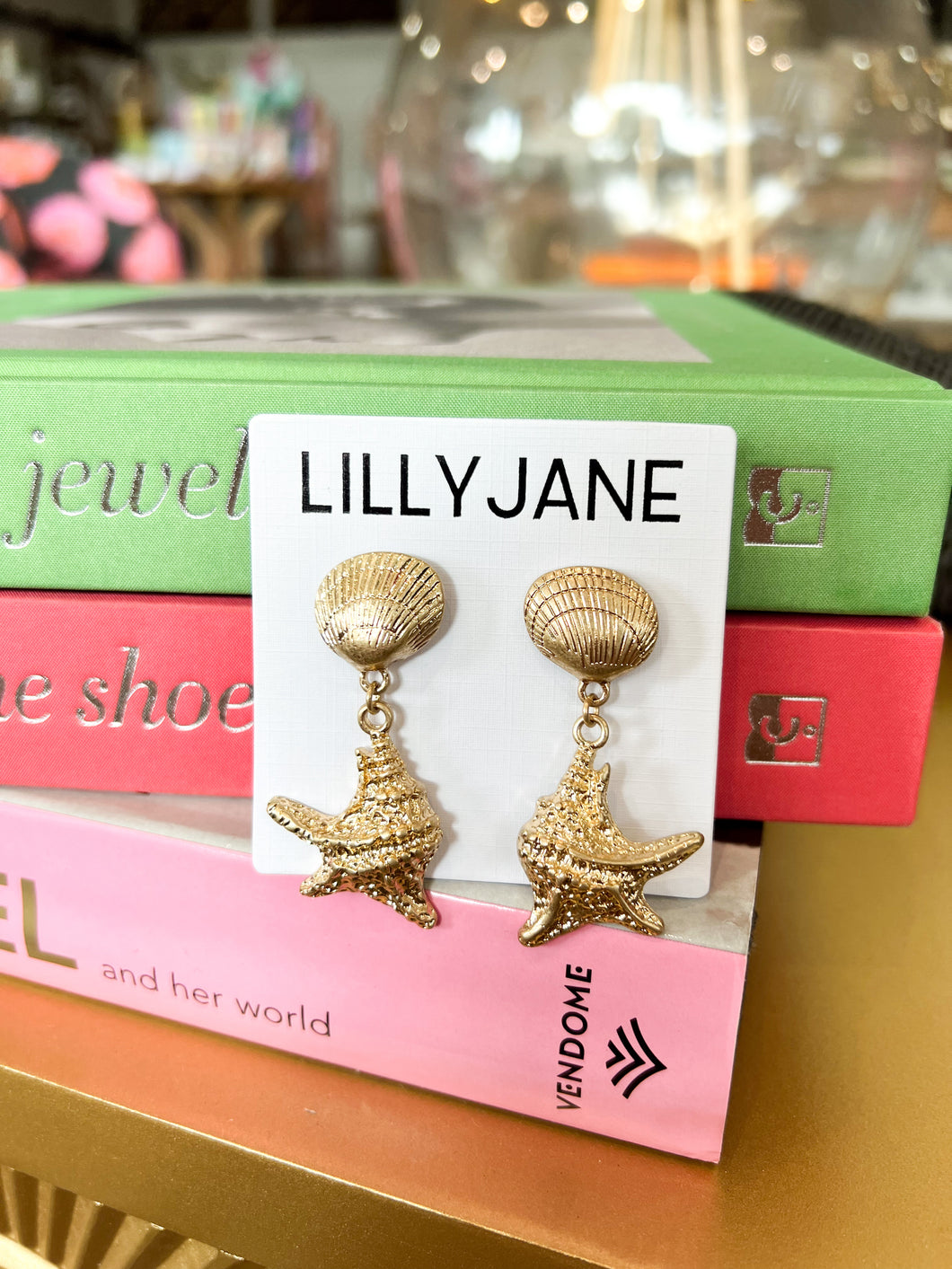 Gold Seashell Dangle Earrings