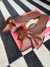 Load image into Gallery viewer, Dorothy Satin Bow Mule - Brown
