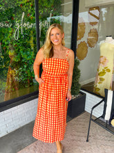 Load image into Gallery viewer, Rilyn Gingham Sleeveless Midi Dress- Orange
