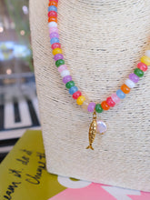 Load image into Gallery viewer, Rondelle Beaded Fish Charm Pearl Necklace - Multi Color
