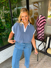 Load image into Gallery viewer, Aspen Stripe V-Neck Top- Blue

