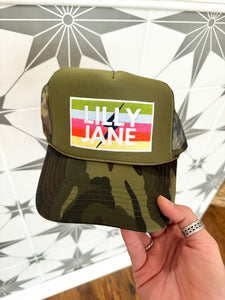 Lilly Jane Lightening Bolt Trucker Hat-Camo