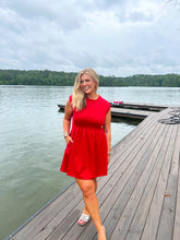 Load image into Gallery viewer, Maggie Sleeveless Pintuck Mini Dress- Red
