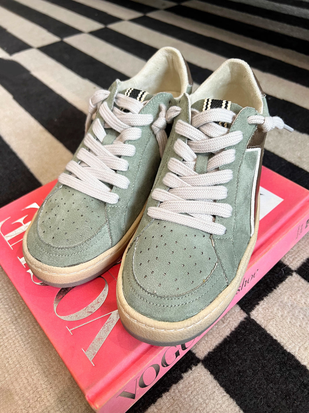 Salma Faux Suede Sneakers - Sage Green