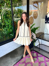 Load image into Gallery viewer, Brice Embroidered Pleated Mini Dress- Ivory
