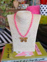Load image into Gallery viewer, Rondelle Beaded Butterfly Pendant Necklace -Pink
