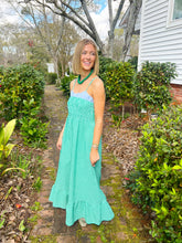 Load image into Gallery viewer, Kelsie Gingham Maxi Dress- Green/Blue
