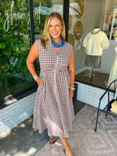 Load image into Gallery viewer, Birdie Gingham Zip Up Midi Dress- Brown
