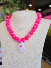 Load image into Gallery viewer, Chunky Fish Pendant Rondelle Beaded Necklace -Hot Pink/Light Pink

