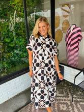 Load image into Gallery viewer, Shaw Geometric Printed Midi Shirt Dress-Black Multi
